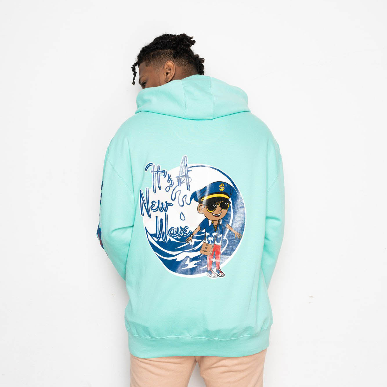 "IT'S A NEW WAVE" HOODIE (SEA FOAM)